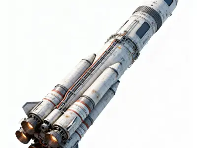 Realistic Sci-Fi Launch Vehicle 3D Model Low-poly 3D model