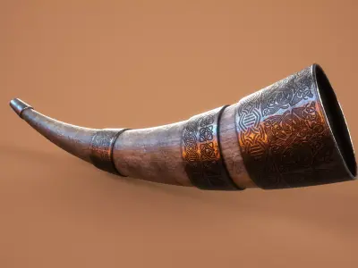 Viking Drinking Horn Low-poly 3D model