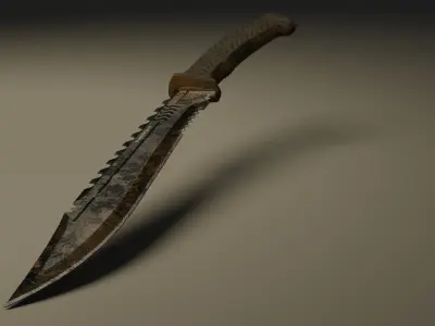 Realistic Game-ready Battle Knife Low-poly 3D model