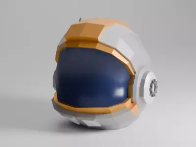 Low-Poly Stylized Astronaut Helmet 3D Model Low-poly 3D model