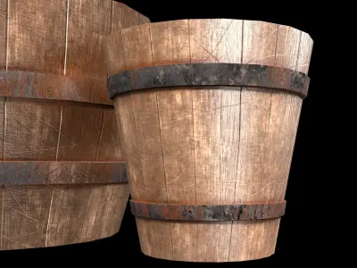 old Wooden Barrel Free low-poly 3D model