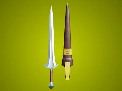 Sword 08 Game-Ready PBR Unity UE Arnold V-Ray Textures Included Low-poly 3D model