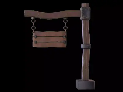 Medieval Signpost  Game Ready Environment Prop Low-poly 3D model