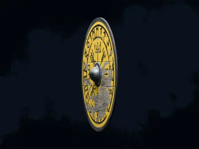 Viking shield 5 - War-Torn Low-poly 3D model