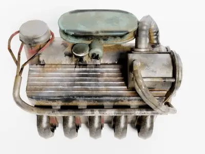 vintage carD v12 engine vehicle part da1 Low-poly 3D model