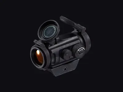 Aimpoint Micro T2 Style Red Dot Sight with 3 Mount Variations  Low-poly 3D model