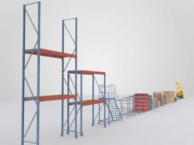 Forklift And Cargo Low-poly 3D model
