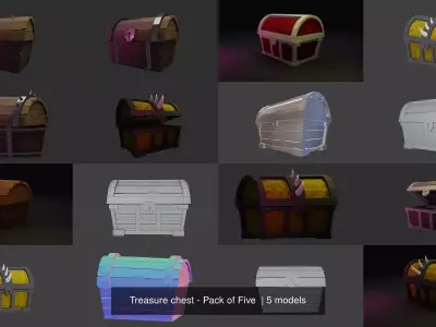 Treasure chest - Pack of Five 3D Model Collection