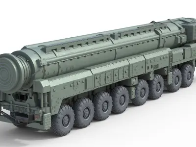 RT 2PM Topol Intercontinental ballistic missile Low-poly 3D model