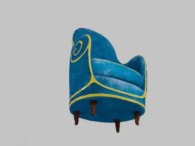 Armchair lowpoly gameplay ready art nouveau Low-poly 3D model