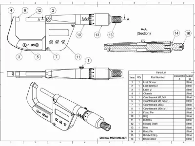 Digital Micrometer 3D model