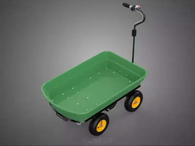 ELECTRIC POLY DECK GARDEN UTILITY CART WAGON TRAILER TROLLEY BED 3D model