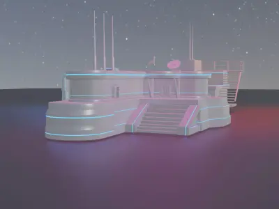 Futuristic Sci-fi skyscraper pack low poly 3d model Low-poly 3D model