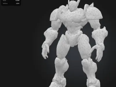 Dark Armored Robot Low-poly 3D model