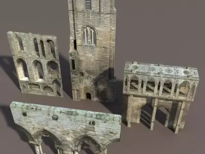 Castle Ruin Pack Low poly 3d Model Low-poly 3D model