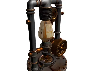 Steampunk Industrial Edison Table Lamp Low-poly 3D model
