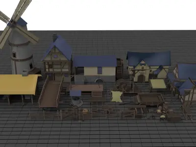 Medieval Low poly pack Low-poly 3D model