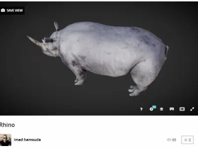 Rhino in video game Low-poly 3D model