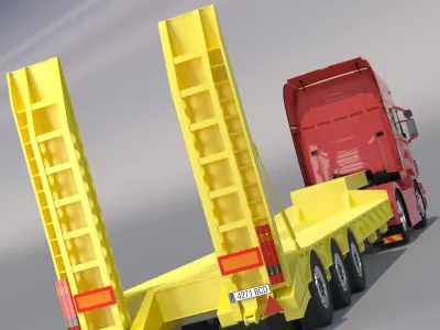 Euro Truck With Flatbed Semitruck  3D model