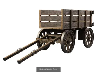 Medieval Wooden Cart Set 1 3D Model Pack