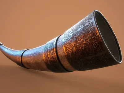 Viking Drinking Horn Low-poly 3D model