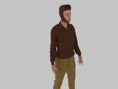 Fighter Pilot WW2 Low-poly 3D model