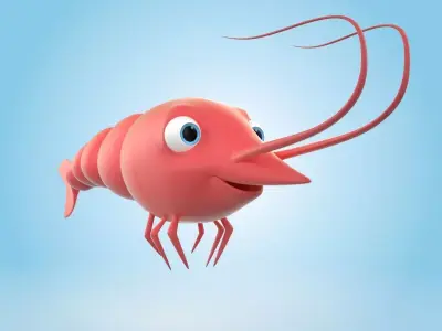 Shrimp cartoon 3D model