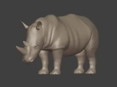 Rhinoceros Statue - Base Mesh Low-poly 3D model
