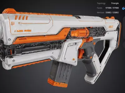 Orange and White Gun 3D model