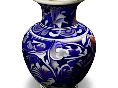 Ornate Blue and White Porcelain Vase Low-poly 3D model