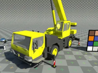 Mobile Crane - Rigged Low-poly 3D model
