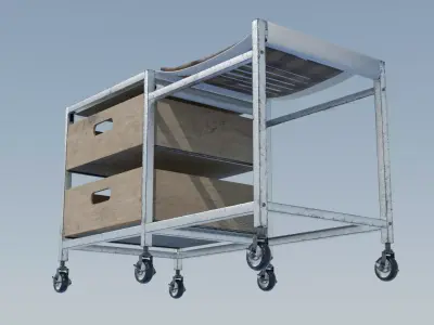 Industrial Rolling Storage Cart Low-poly 3D model
