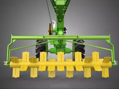 HAND TRACTOR ROTO PUDDLER BLADE CULTIVATOR TWO WHEEL RUBBER TIRE 3D model