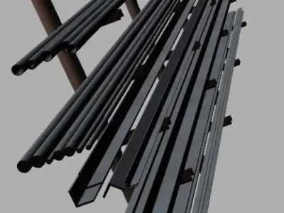 rack filled with steel profiles Free 3D model