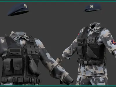female military uniform with texture 3D model