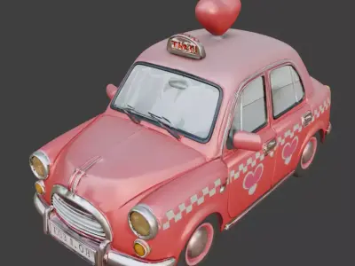 Stylized 3D Valentine Taxi Model Low-poly 3D model