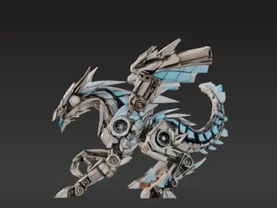 Low-Poly Mechanical Dragon 3D model