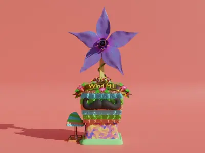 Cartoon Wind Mill Low-poly 3D model