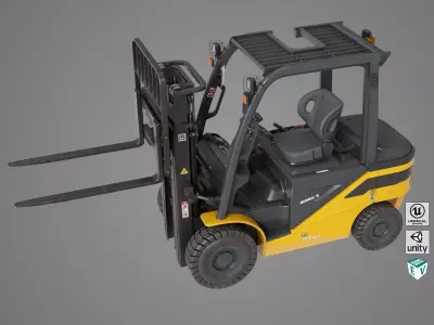 Forklift Truck03 Yellow All PBR Unity UE Textures Low-poly 3D model