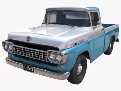 1958 American pickup truck Low-poly 3D model