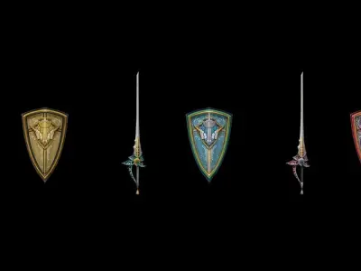 Noble Guard - Sword and Shield Low-poly 3D model
