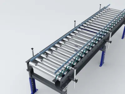 Roller Conveyor Adjustable and Rigged 3D model