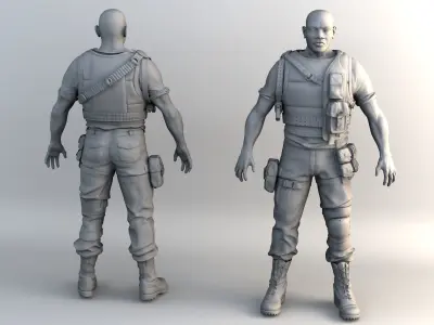 Realistic soldier 3D model