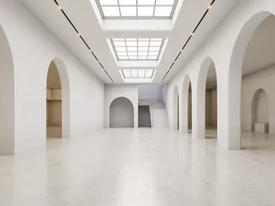 low poly interior space hall 18 3D model