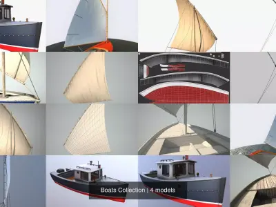 Boats Collection fishing boat 3D Model Pack