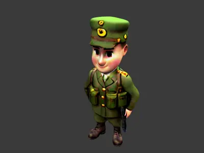 Cartoon World War I Soldier Low-poly 3D model