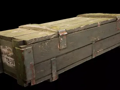 Military wooden army box  Low-poly 3D model