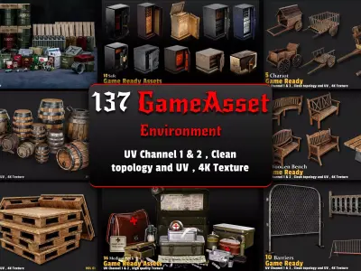 137 Game-Ready Environment Assets Mega Bundle 3D Model Pack