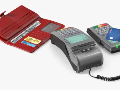  Payment Terminal Set with Credit Card and Wallet 
