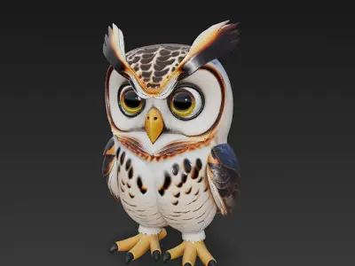 Owl 3D Model Basic - Low Poly Simple  Low-poly 3D model
